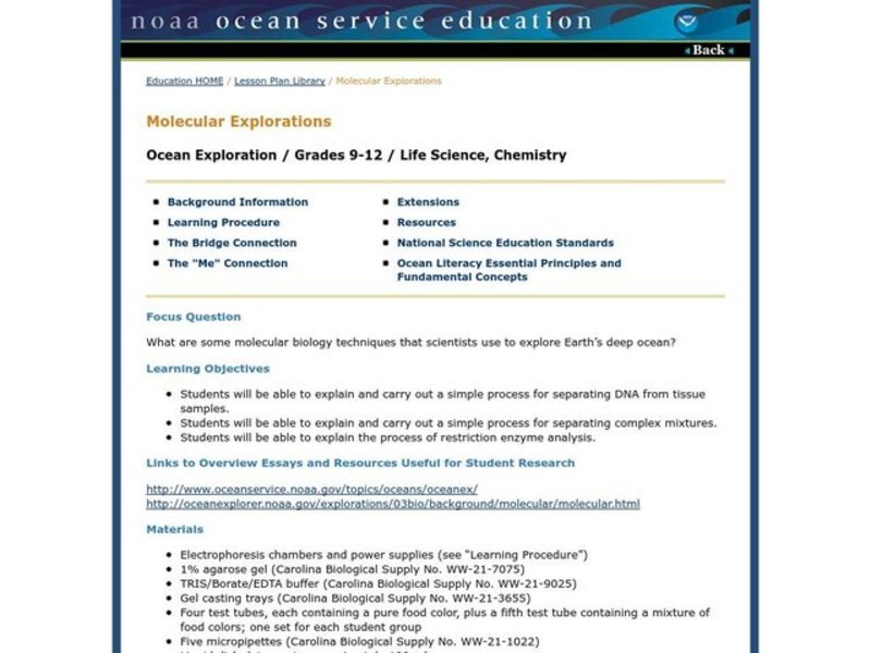 Molecular Explorations Lesson Plan