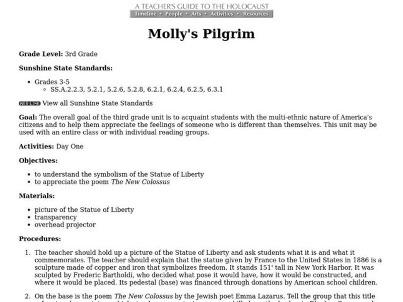 Molly's Pilgrim Lesson Plan