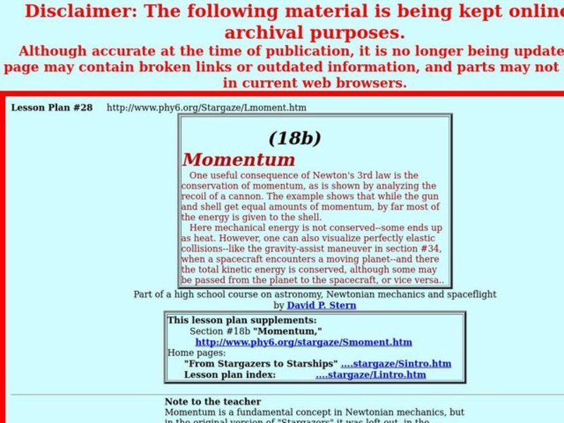 Momentum Lesson Plan