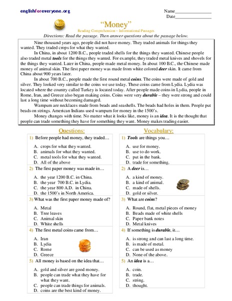 Money Worksheet