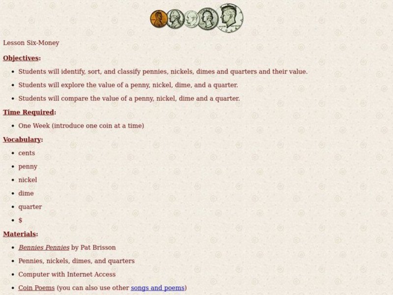 Money Lesson Plan
