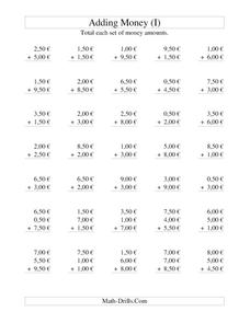 Money Addition Worksheet