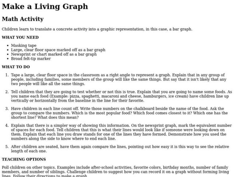 Make a Living Graph Lesson Plan