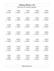 Money Addition Worksheet
