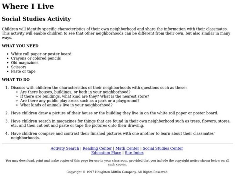 Where I Live Lesson Plan