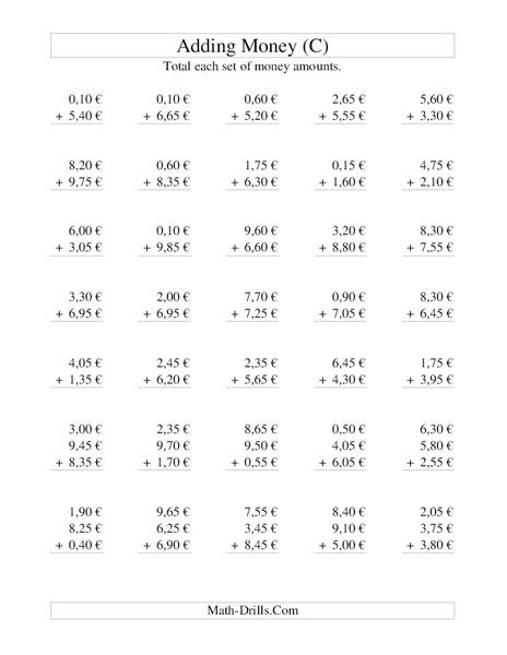 Money Addition (C) Lesson Plan