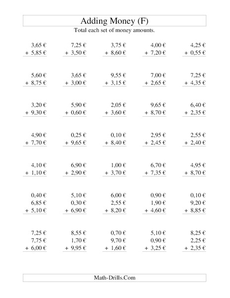 Money Addition (F) Lesson Plan