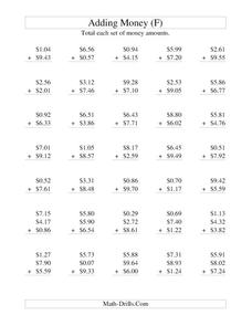 Money Addition (F) Worksheet