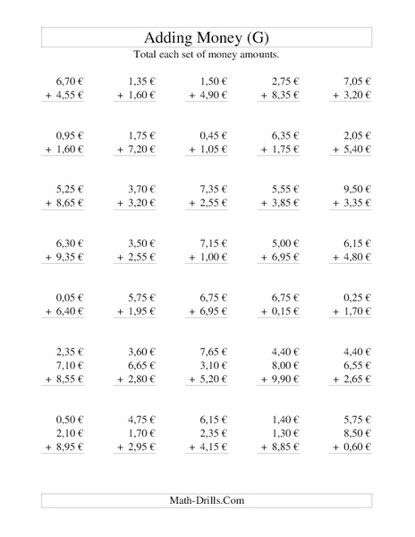 Money Addition (G) Lesson Plan