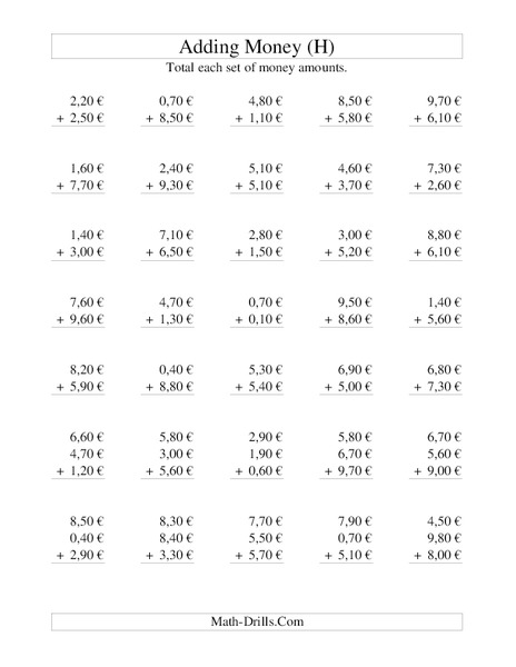 Money Addition (H) Lesson Plan