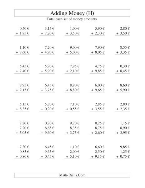 Money Addition (H) Lesson Plan