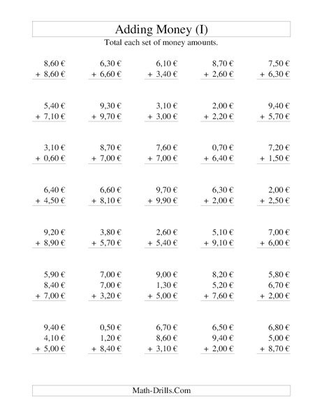 Money Addition (I) Lesson Plan