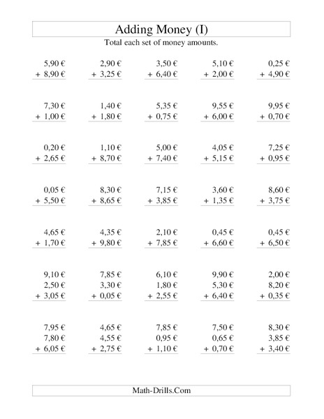 Money Addition (I) Lesson Plan