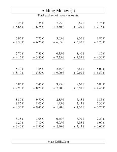 Money Addition (J) Lesson Plan
