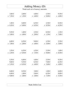Money Addition [D] Worksheet