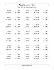 Money Addition [D] Worksheet