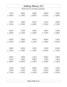 Money Addition [C] Worksheet