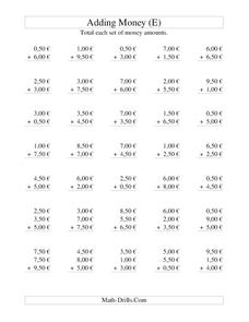 Money Addition [E] Worksheet