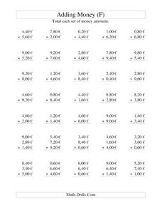 Money Addition [F] Worksheet