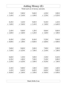 Money Addition [E] Worksheet