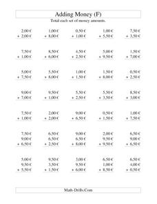Money Addition [F] Worksheet