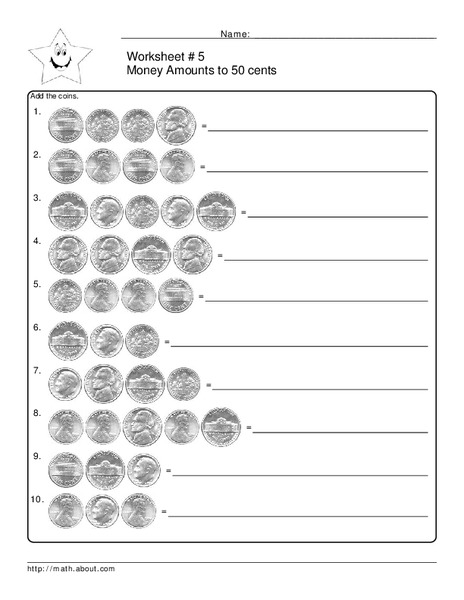 Money Amounts Worksheet