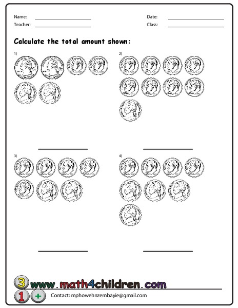 Money Calculations Worksheet