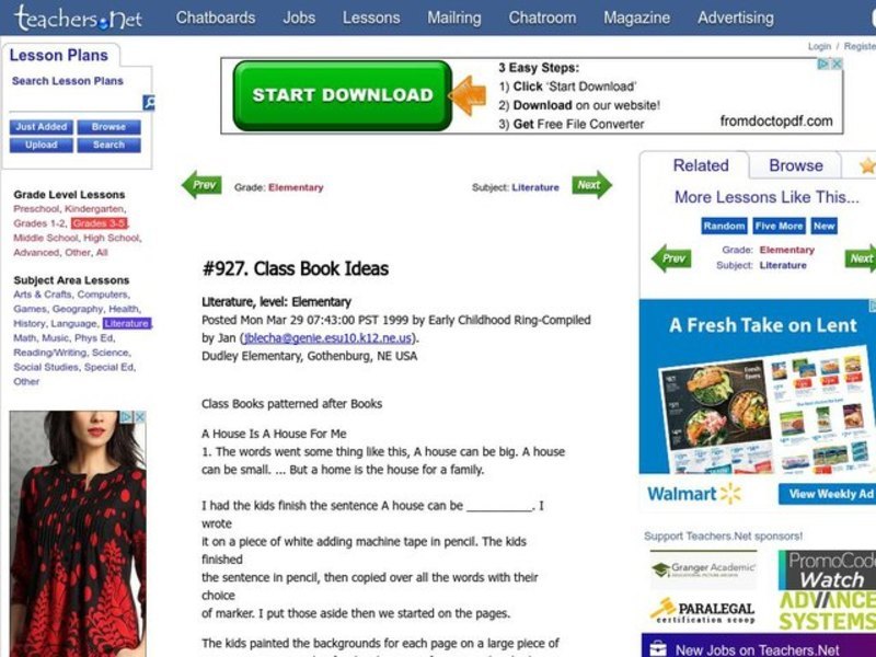 Class Book Ideas Lesson Plan