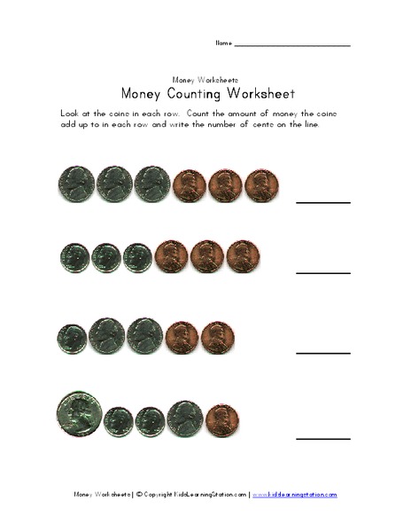 Money Counting Worksheet Worksheet