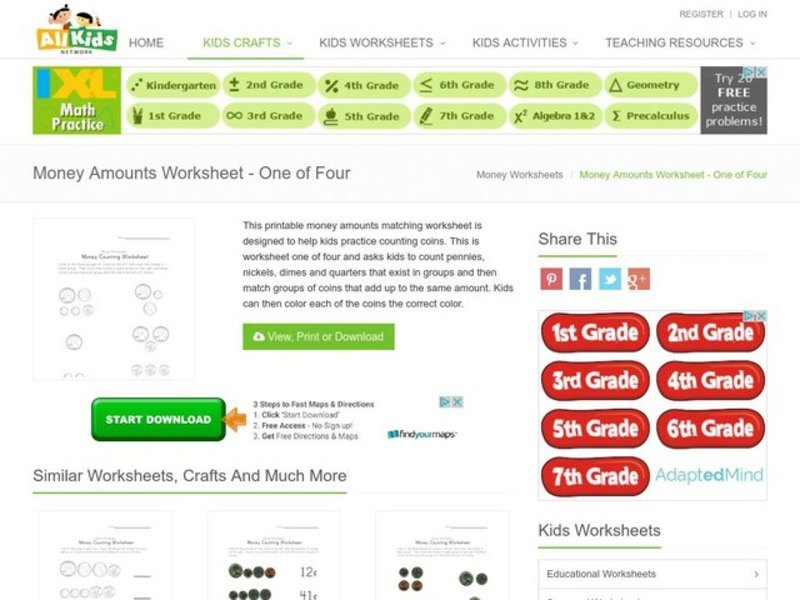 Money Counting Worksheet Worksheet