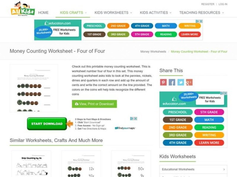 Money Counting Worksheet Worksheet