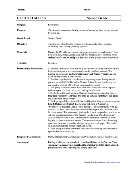 Money Management Lesson Plan