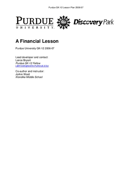 Money Management Lesson Plan