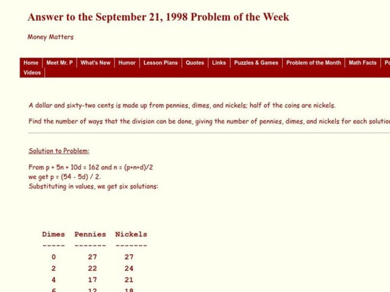 Money Matters Worksheet