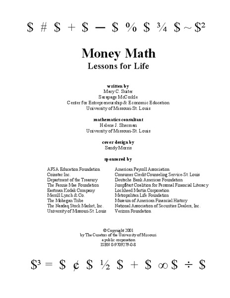 Money Math Lesson Plan