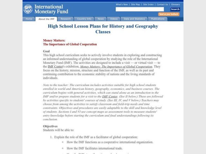 Money Matters: The Importance of Global Cooperation Lesson Plan