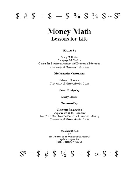 Money Math: Lessons for Life Lesson Plan