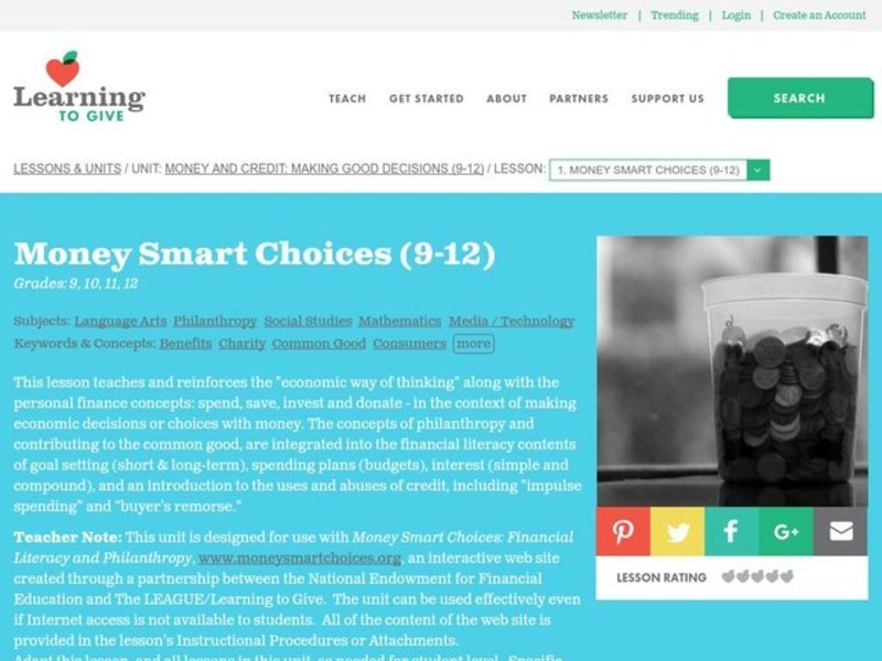 Money Smart Choices Lesson Plan