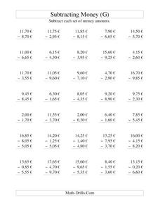 Money Subtraction [G] Lesson Plan