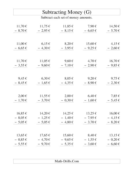 Money Subtraction [G] Lesson Plan
