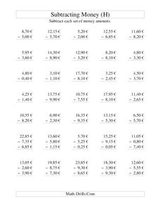 Money Subtraction [H] Lesson Plan