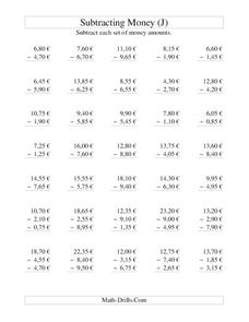 Money Subtraction [J] Lesson Plan