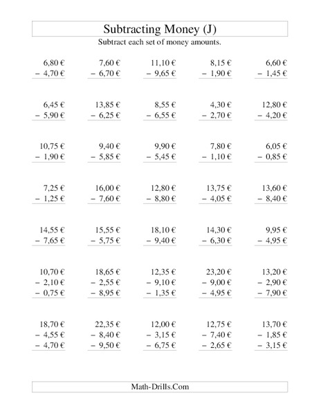 Money Subtraction [J] Lesson Plan