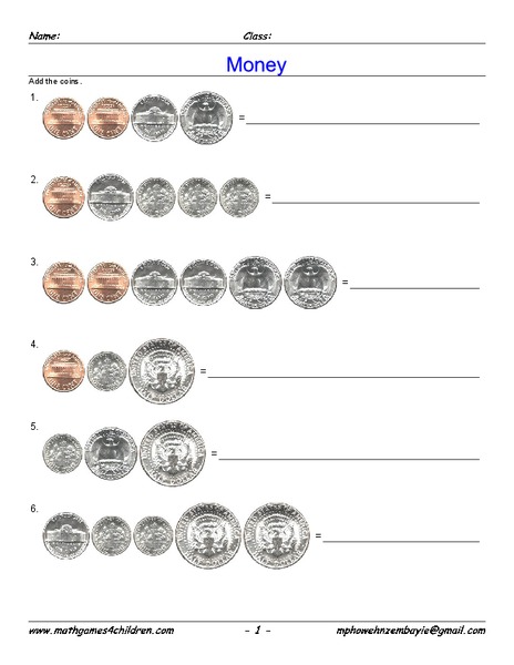 Money Worksheet Worksheet