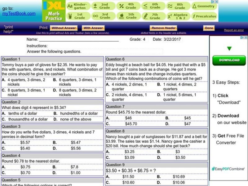 Money word problems Worksheet