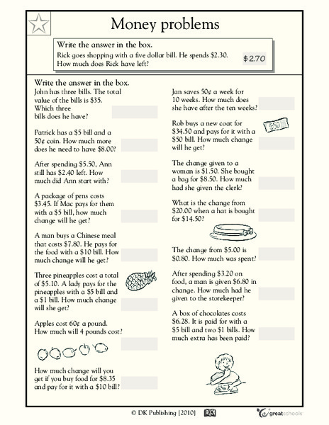 Money Word Problems #3 Worksheet