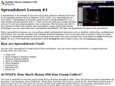 Spreadsheet Lession #1 Lesson Plan