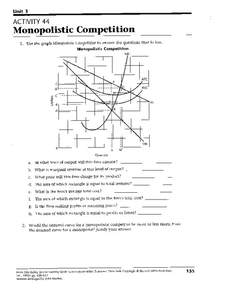 Monopolistic Competition Worksheet