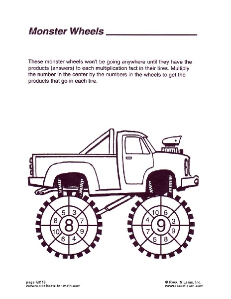 Monster Wheels Worksheet