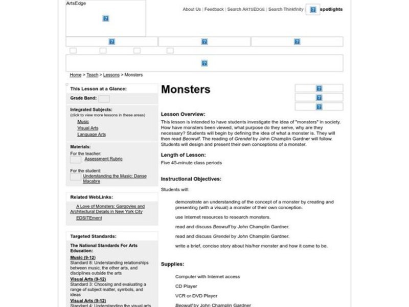 Monsters Lesson Plan